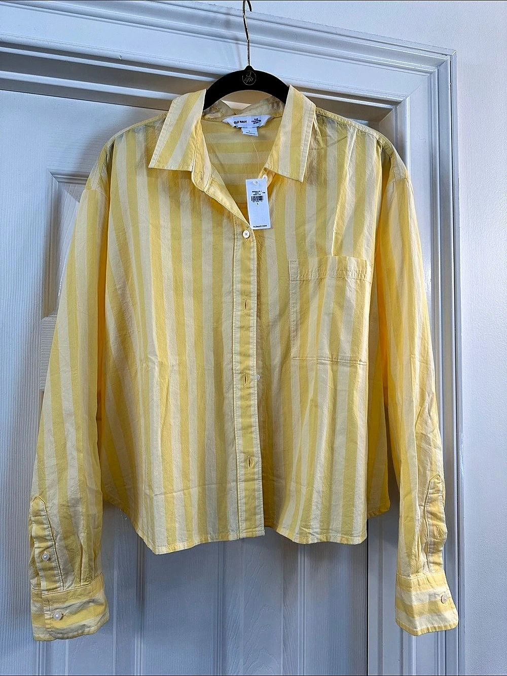 Old Navy The Cropped Shirt Striped Button Down in Yellow